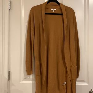 Mustard yellow long open cardigan